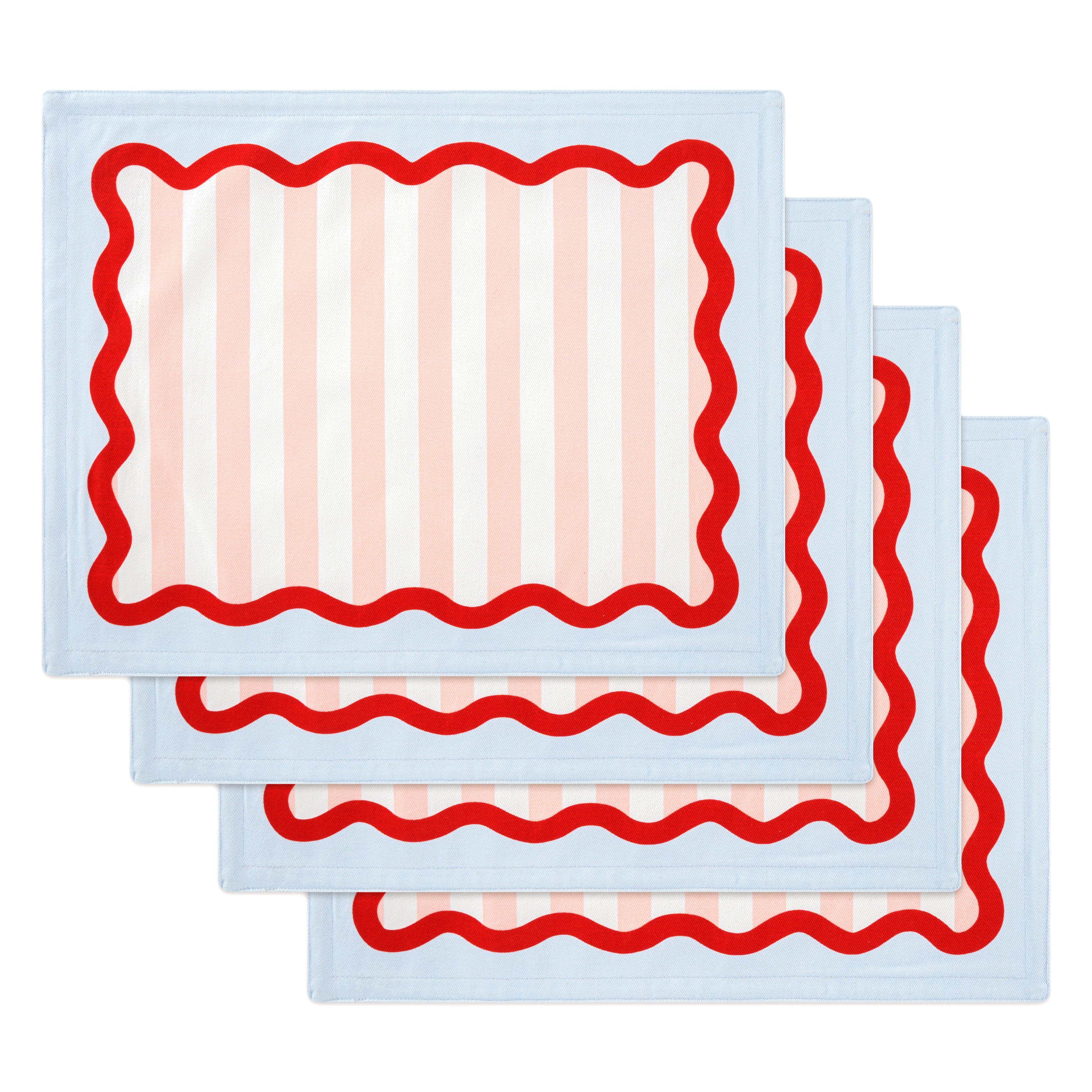 Rainbow Collection 4'lü Servis Altlığı Seti, Çift Taraflı/ MAVİ