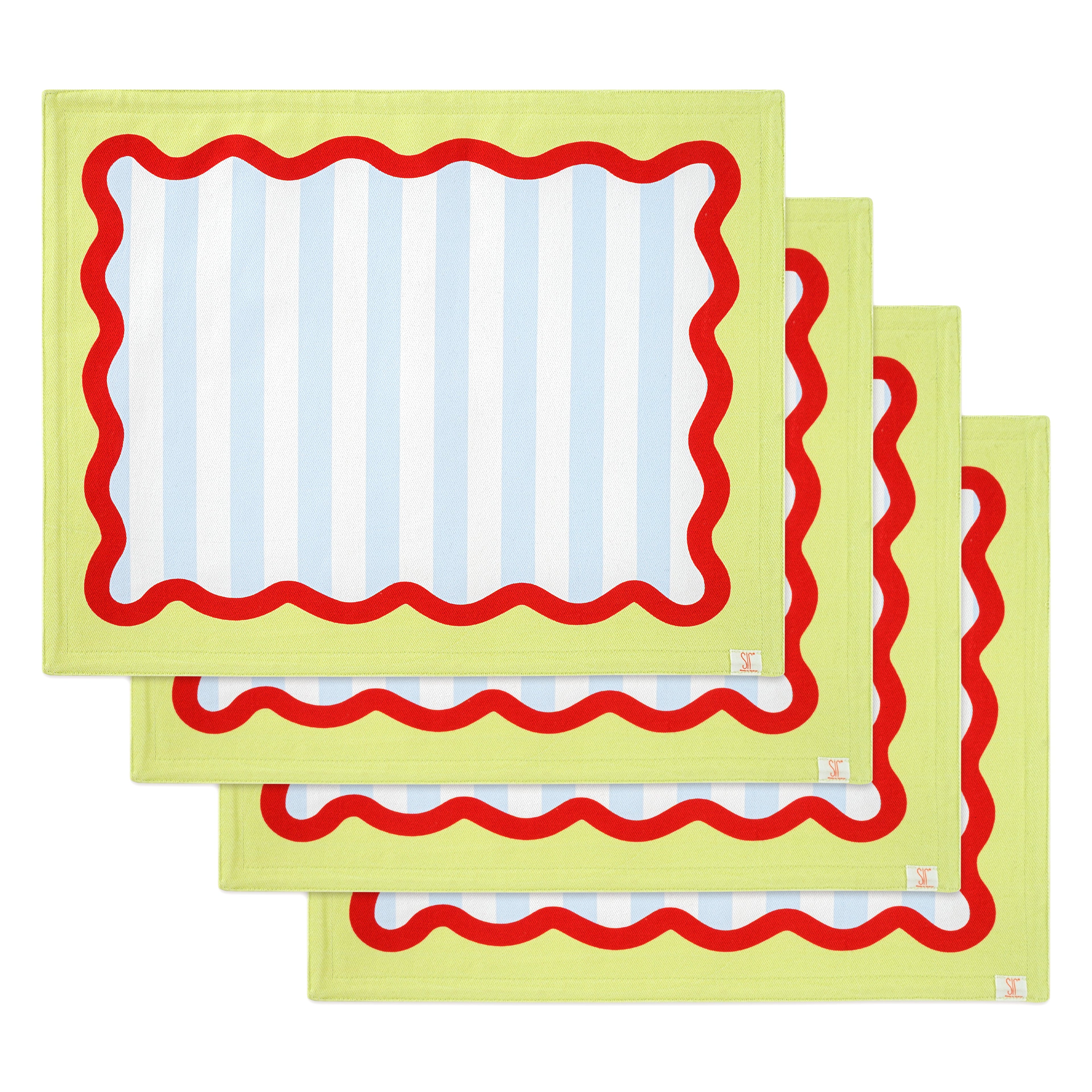 Rainbow Collection 4'lü Servis Altlığı Seti, Çift Taraflı/ YEŞİL