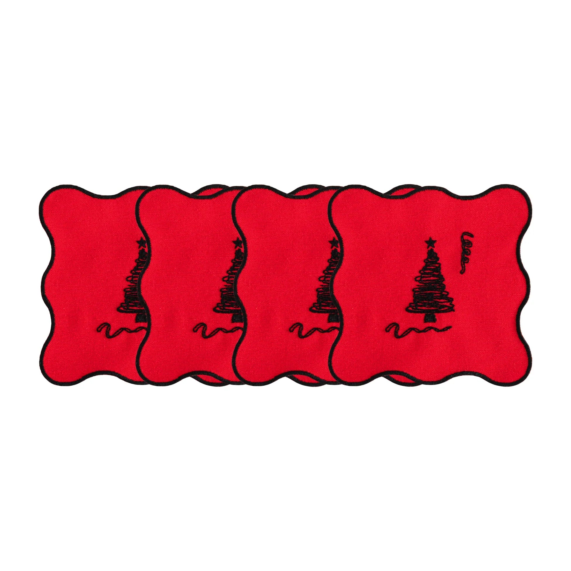 Holiday Collection 4'lü Bardak Altlığı Seti, Kırmızı