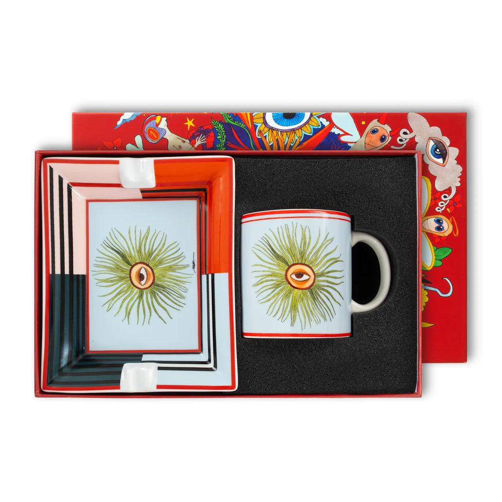 I Believe In Good Collection Göz Küllük ve Kupa Seti / Hediye Kutulu/ mavi