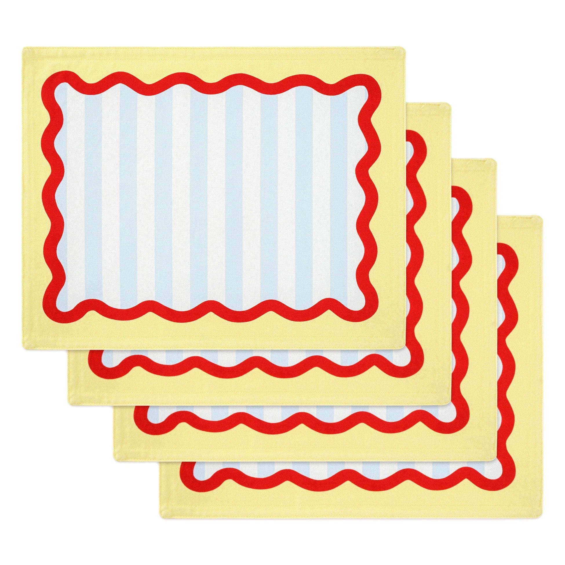 Rainbow Collection 4'lü Servis Altlığı Seti, Çift Taraflı/SARI